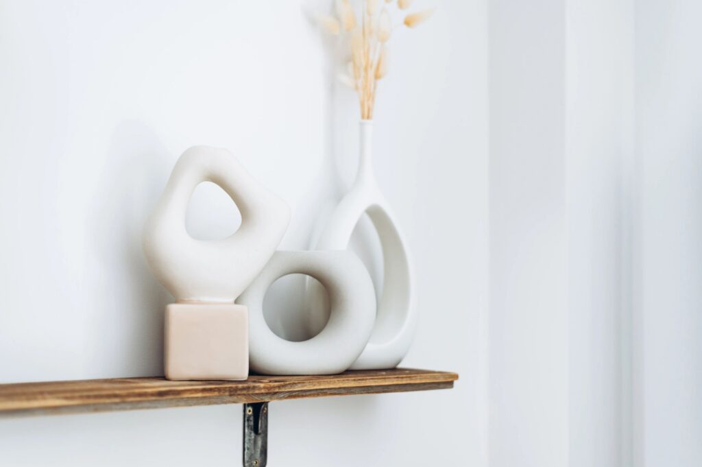 Beige ceramic vases