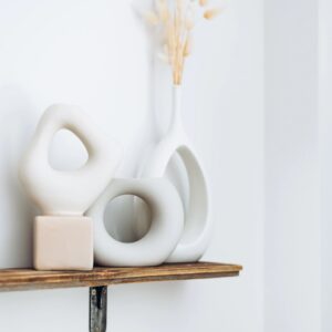 Beige ceramic vases