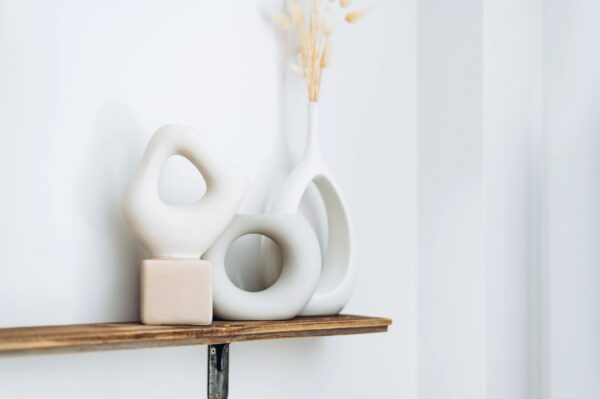 Beige ceramic vases