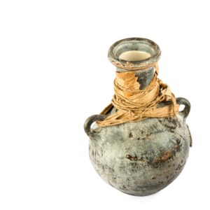 Ceramic amphora isolated on white. There is space for text.